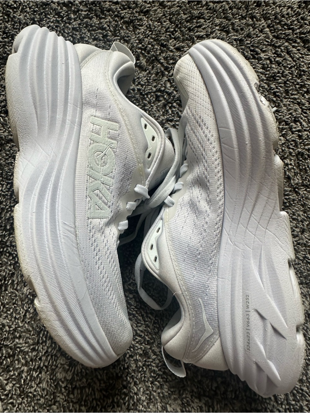 White Womens HOKA Bondi 8 White Running Walking Gym Sneakers Size 7 - Picture 2 of 15